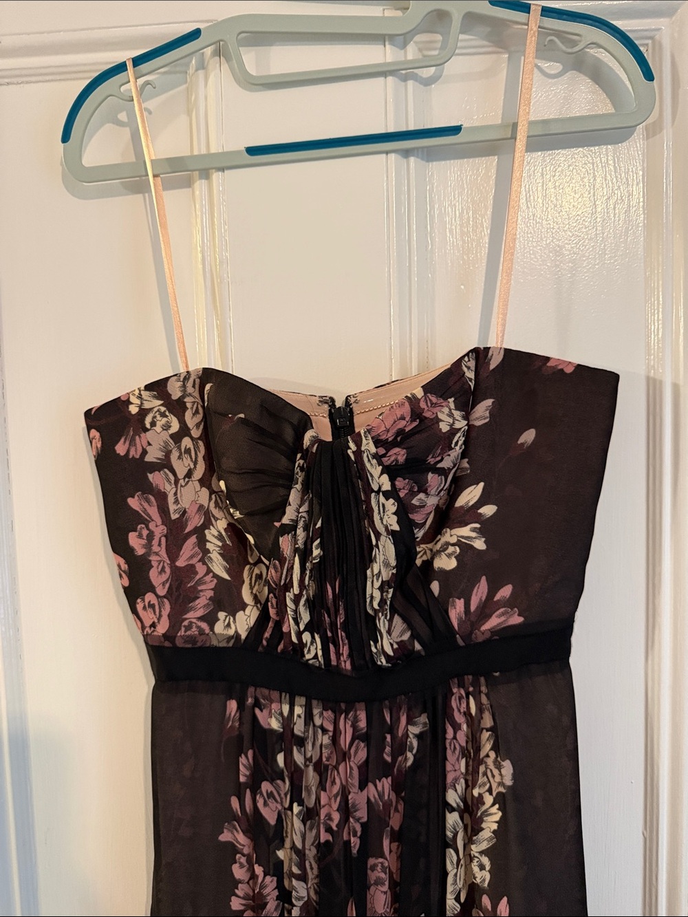 BCBGMaxAzria Black Maxi Dress with Pink and Cream Floral Print size 6 - Picture 3 of 6